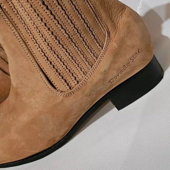 Dorado Star Brown Leather Ankle Booties Boots Western Bohemian Women's 23 MX - Picture 4 of 10